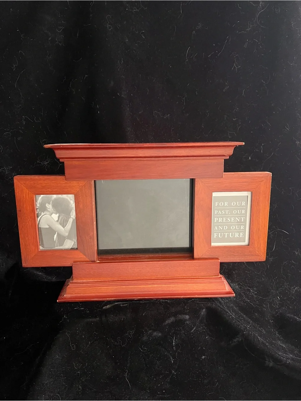 Wooden Double Frame Mantel Display in Red-Brown